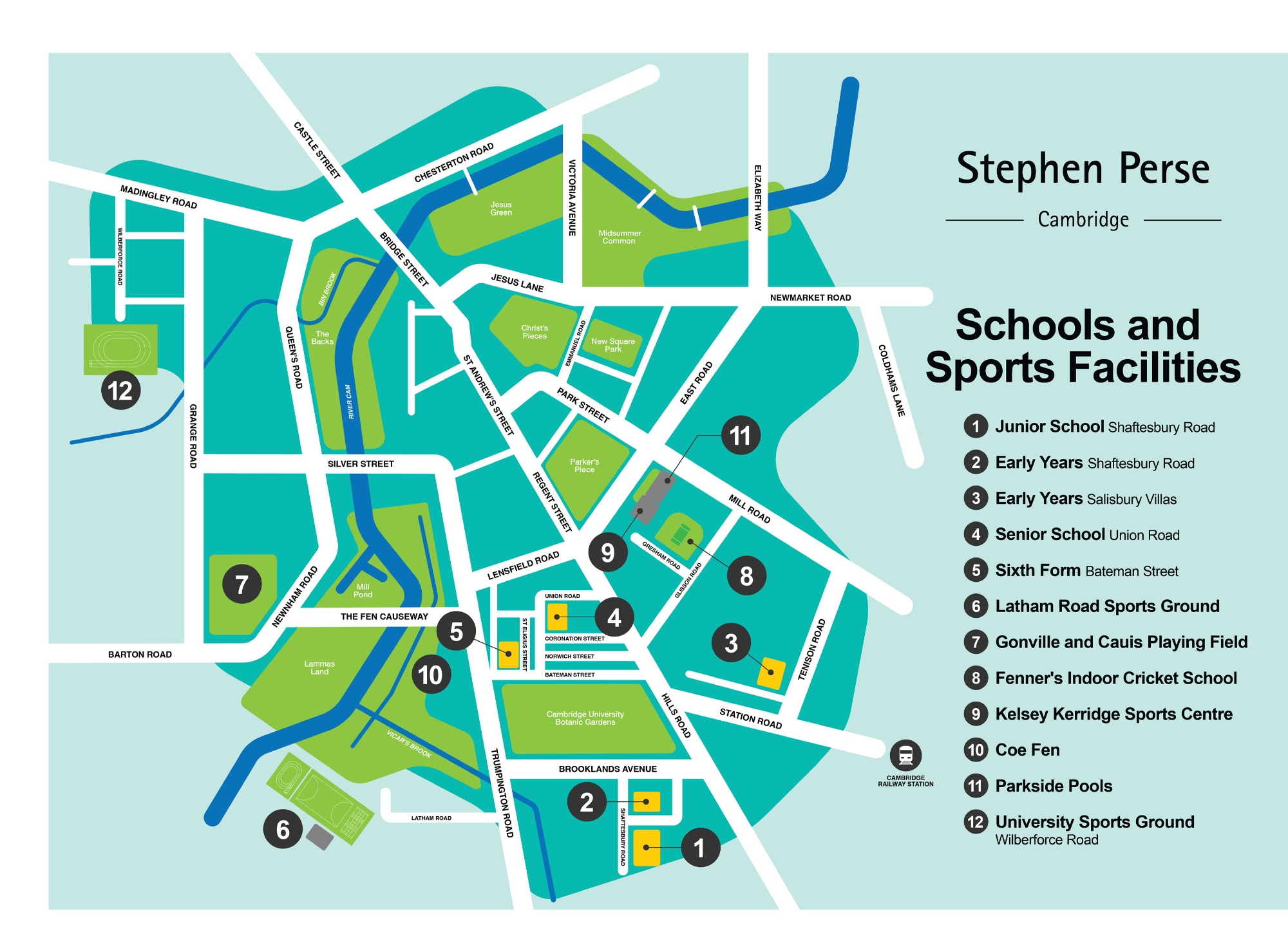 Stephen Perse Schools and Sports Facilities Location of Stephen Perse School and Sports Facilities