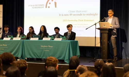 Cambridge Model United Nations opening ceremony with students and key speaker